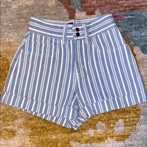 Striped jean shorts